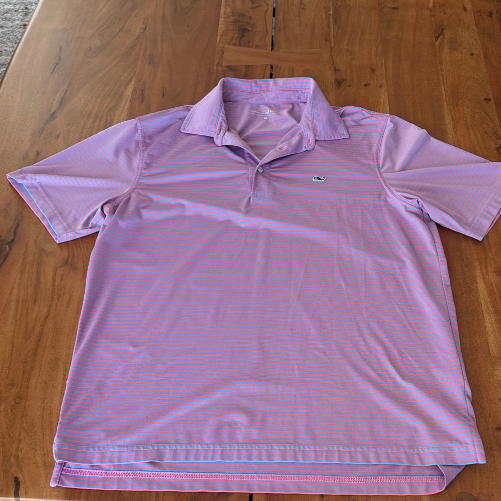 Vineyard Vines Pink Micro-Striped Polo